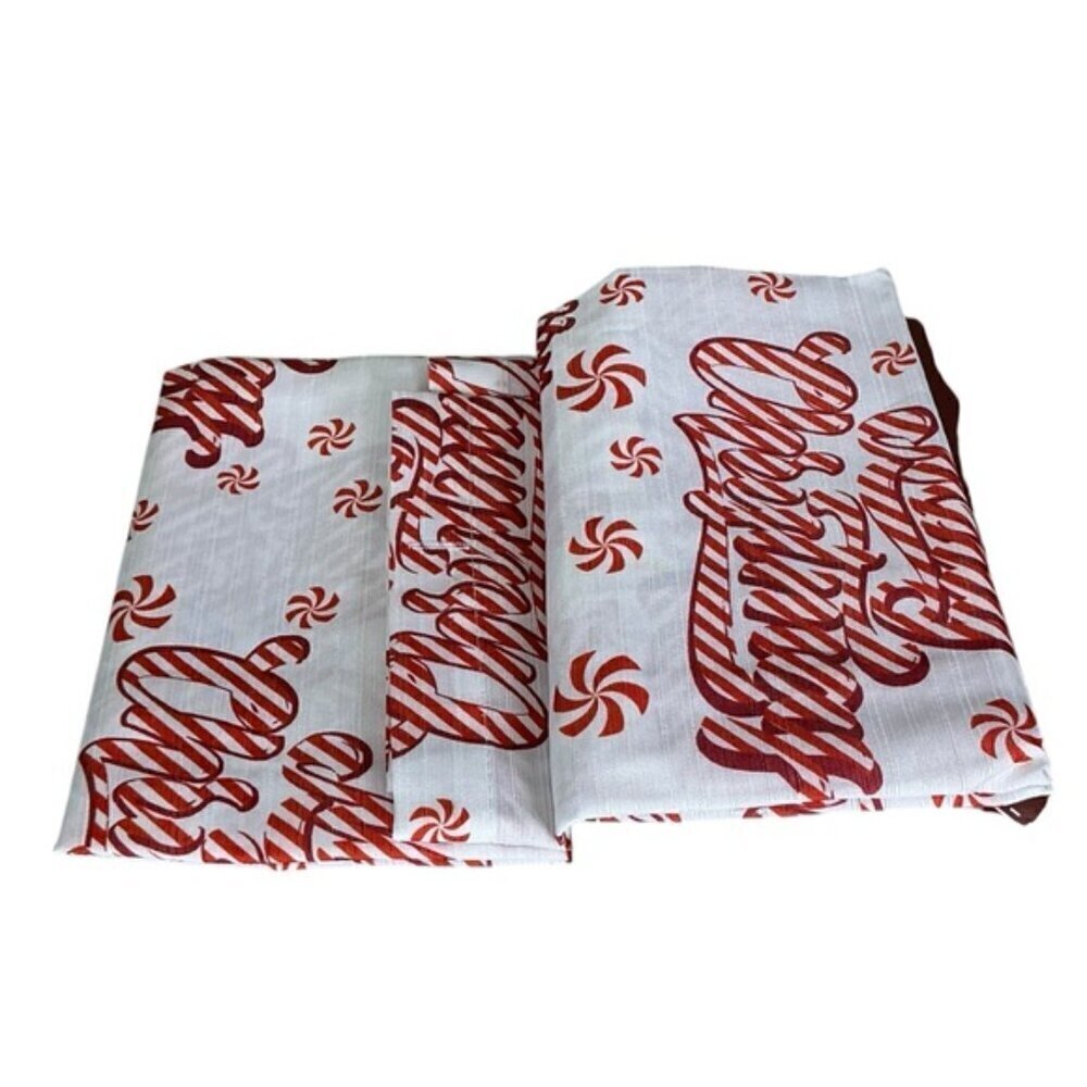 Christmas Candy Cane Shower Curtain Holiday XMas Fabric 70 x 72 in Red White - Picture 5 of 16
